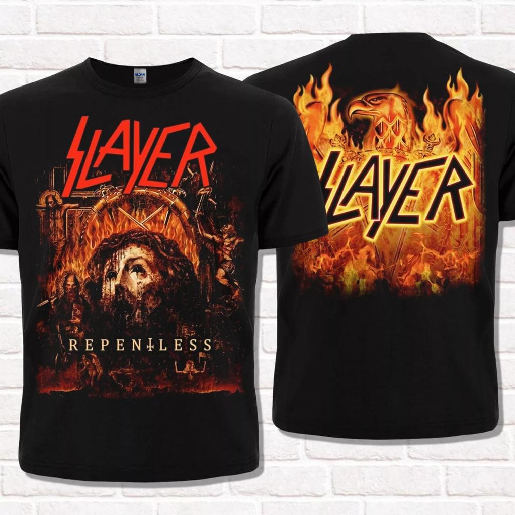 Slayer Black T-Shirt Repentless 2015 Thrash Metal Heavy Metal T Shirt Tees Tops Unisex Cotton Short Sleeve High Street