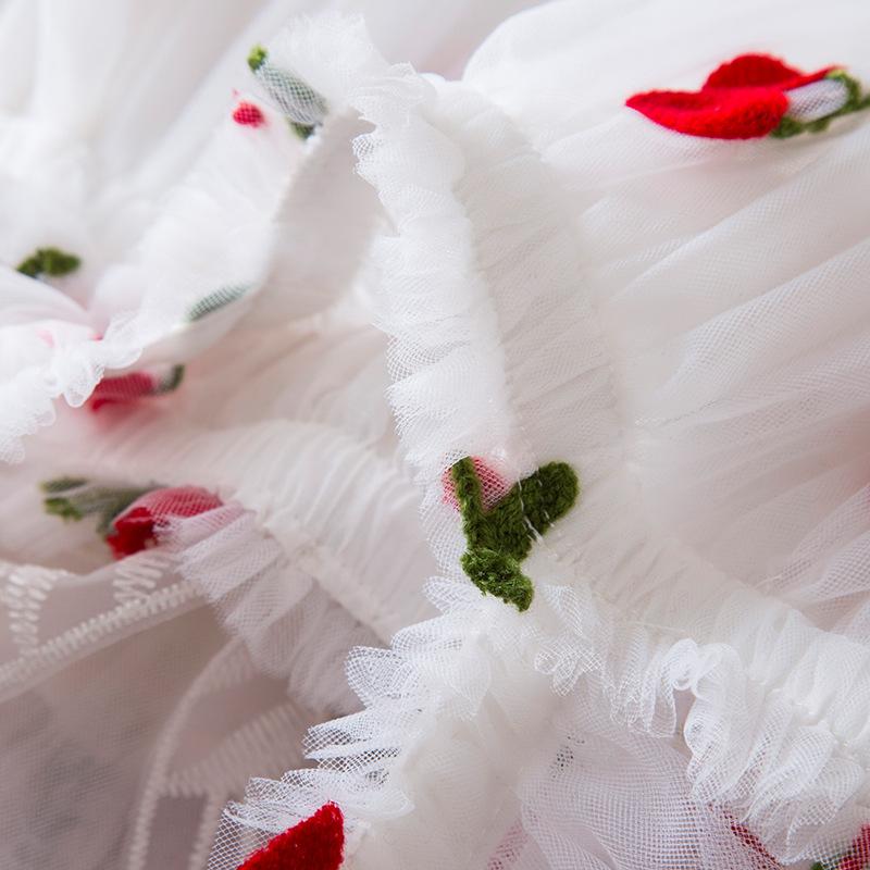 Платье для девочек, лето 2024, летнее платье в горошек с мультяшным принтом для маленьких девочек, сетчатая юбка, пышные тюлевые платья принцессы с крылышками