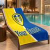 Custom Name Leeds United FC Beach Towel Personalized Text Soft Towel Swimming Travel Bath Gift