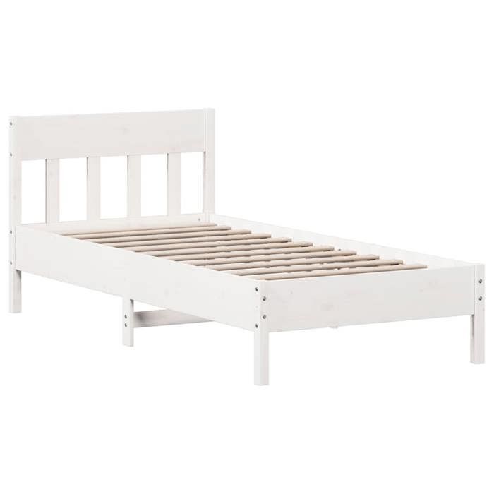 VidaXL Bed Frames with Headboard, Single Bed with Slat Base, Adult Bed, Bedroom Furniture, Modern, White 842659