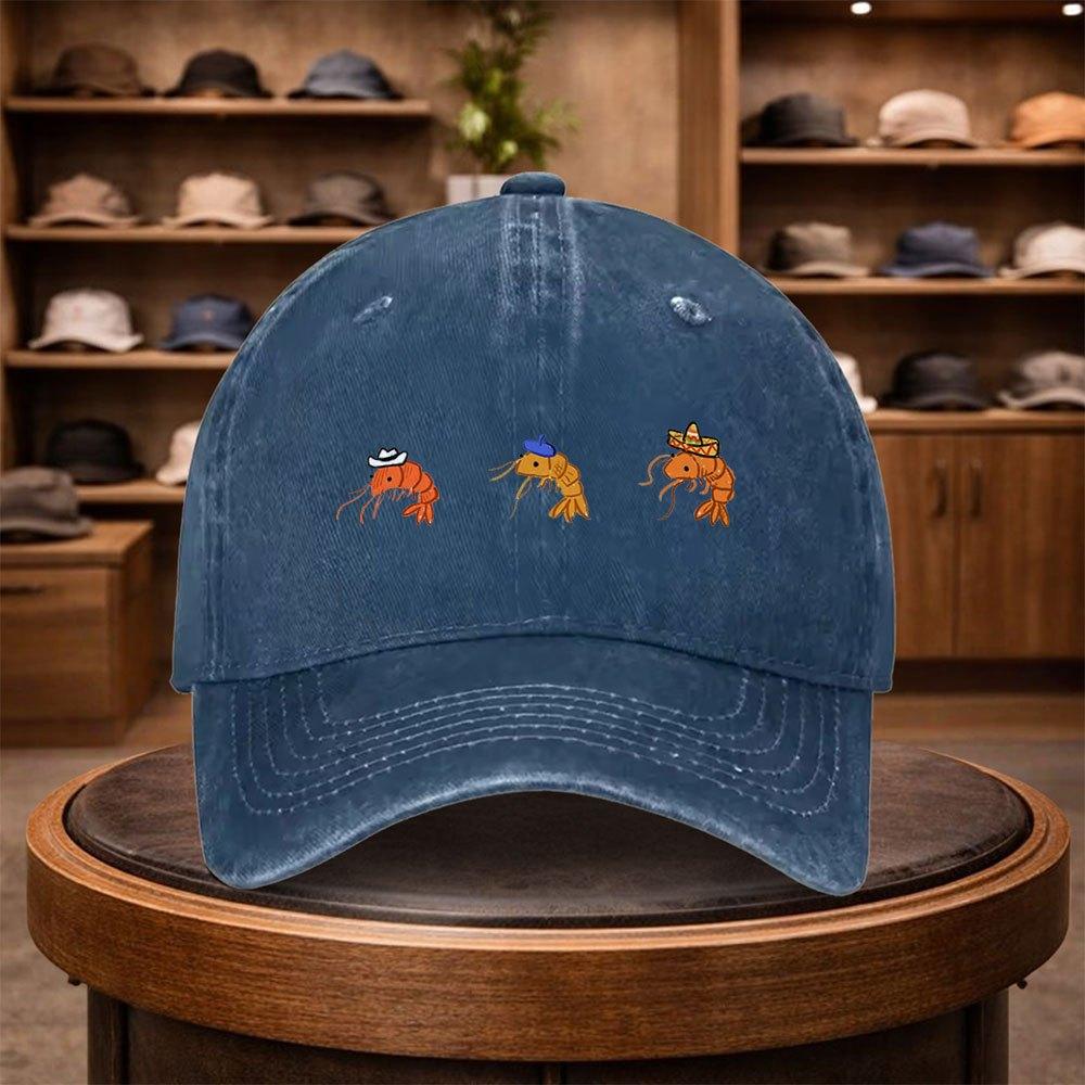 A MenS Cartoon Shrimp Baseball Cap Stylish And Adjustable for Outdoor Use Featuring an Urban Design This Lightweight And Fas
