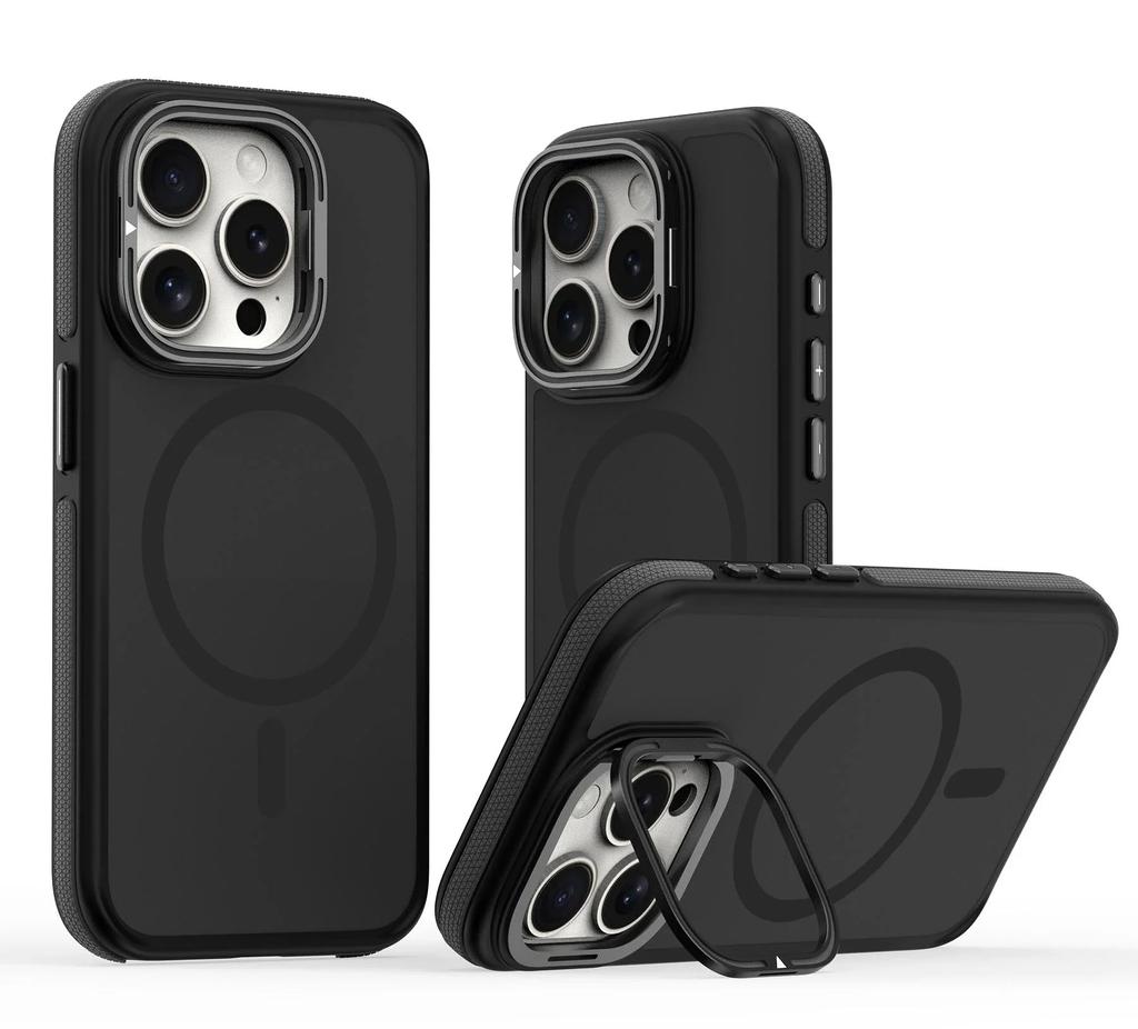 Чехол для телефона MagSafe для iPhone 16 15 14 13 12 Pro Max Plus Металлический держатель-подставка для камеры Магнитная беспроводная зарядка Полупрозрачная крышка