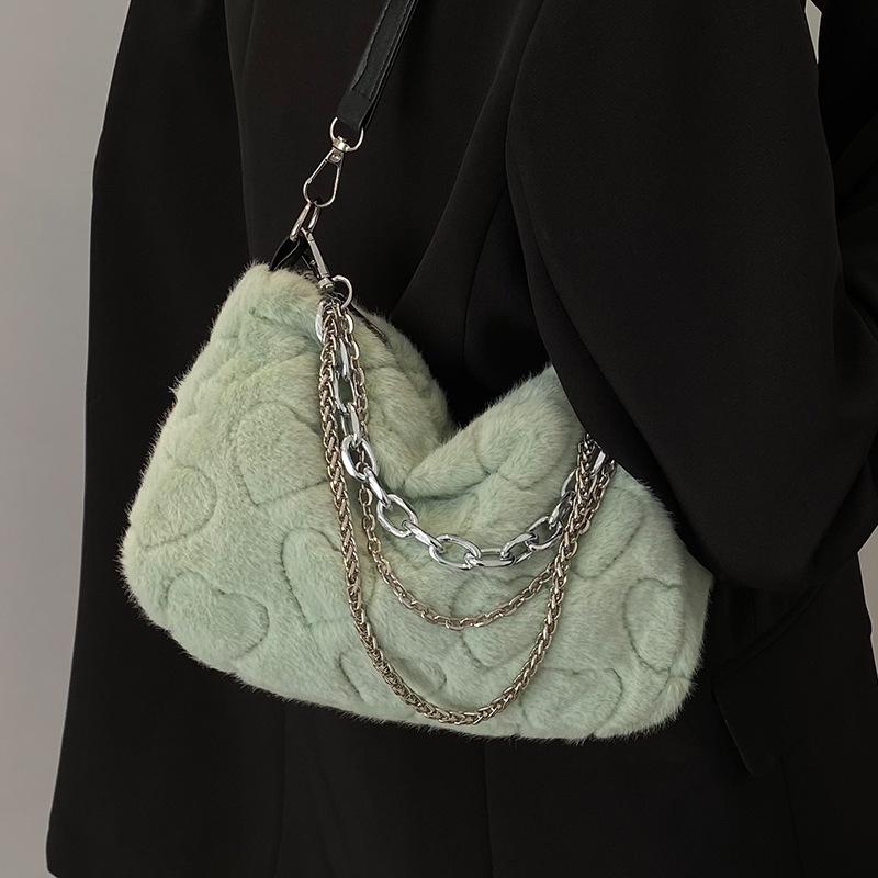 Модная сумка через плечо для женщин, новая модная универсальная меховая сумка через плечо для женщин, сумка Ins Niche Chain
