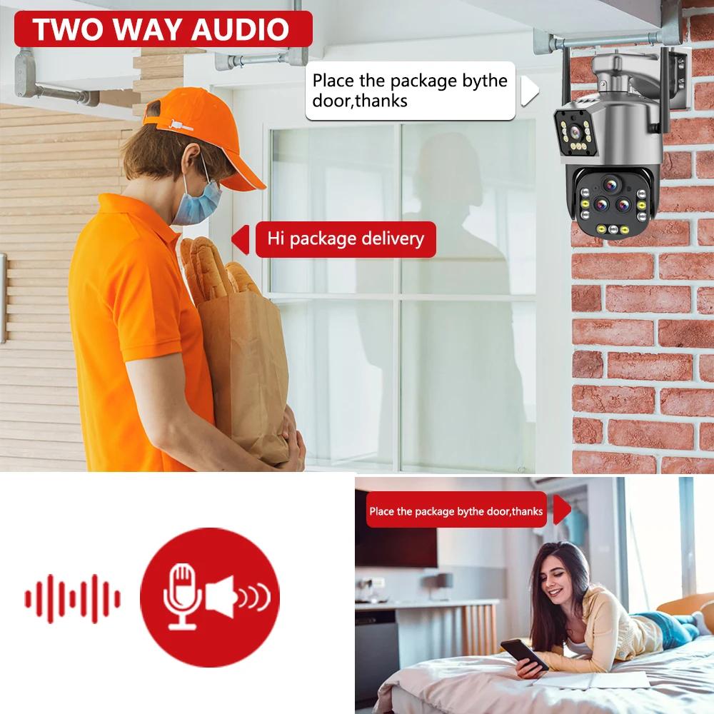 2025 20-кратный зум PTZ WiFi камера наблюдения 8K 16MP уличная 360 беспроводная видео безопасность IP-камеры четыре объектива 25 мм камера с автоматическим слежением