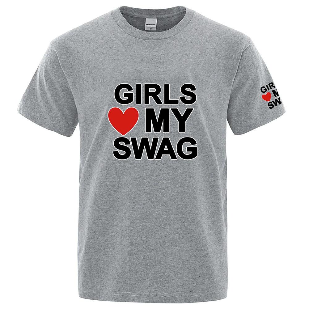 Girls Love My Swag Funny Logo Print Round Neck Ultralight Unisexs Quickdrying Breathable Sweatabsorbent Premium Tshirt