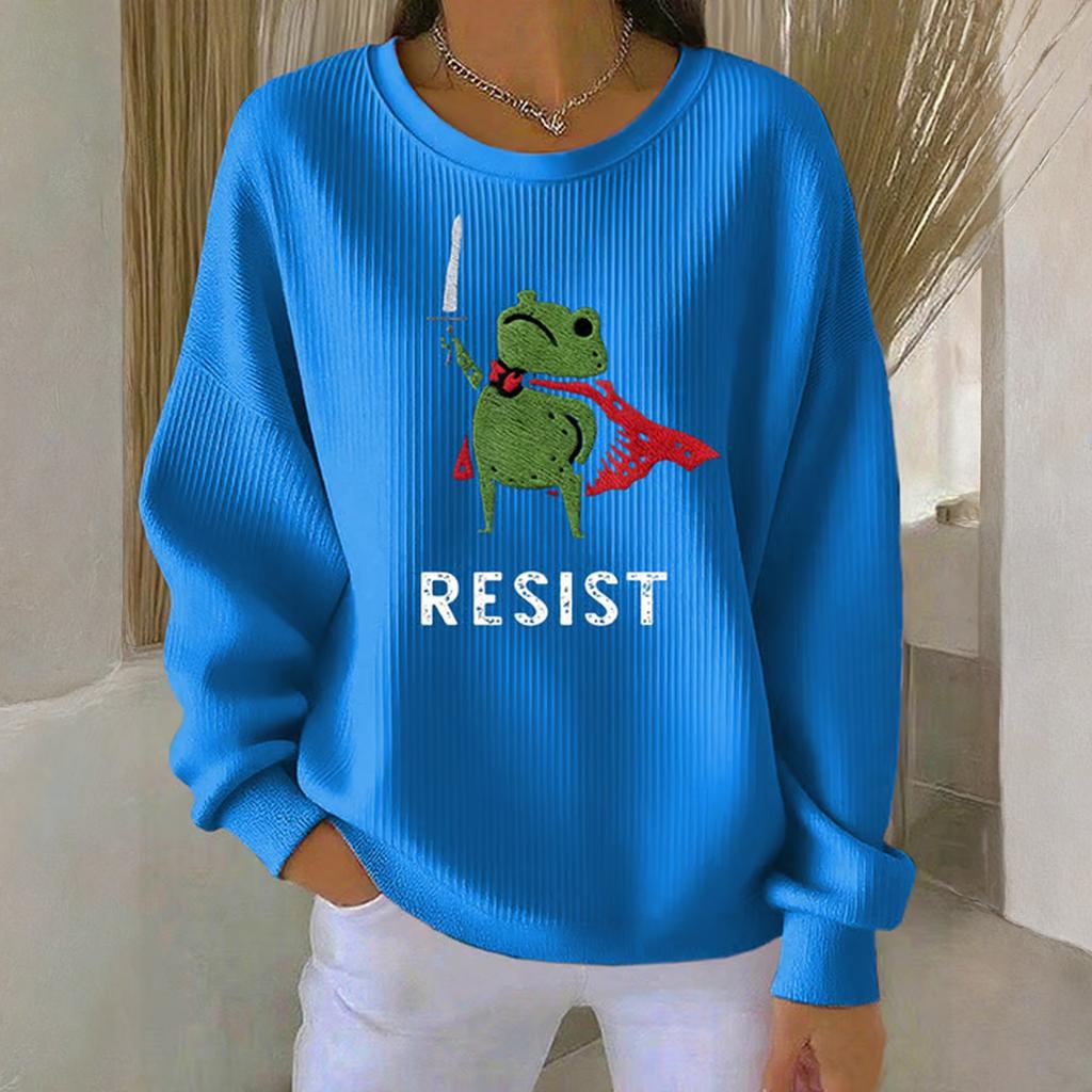 Women's Loose Comfortable Casual And Fashionable Round Neck Pattern Long Sleeved Sweatshirt