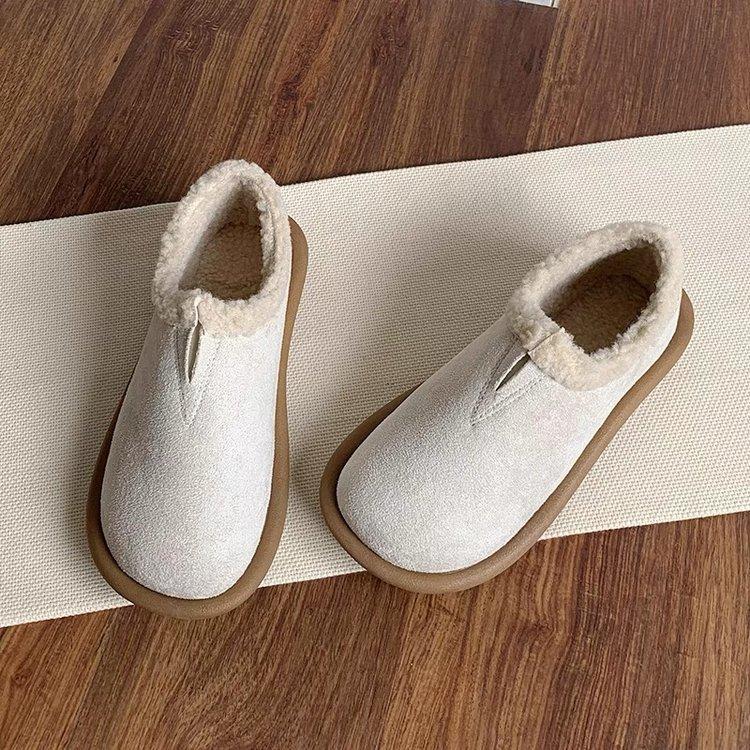 Женские туфли Doudou на мягкой подошве, зима 2025, новые, нескользящие, теплые флисовые лоферы, на плоской подошве, утолщенные хлопковые туфли