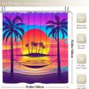 Coconut Tree Decorative Shower Curtain Bathroom Set - Machine Washable, With 12 Hooks, Including Toilet Seat Cover And Bathtub