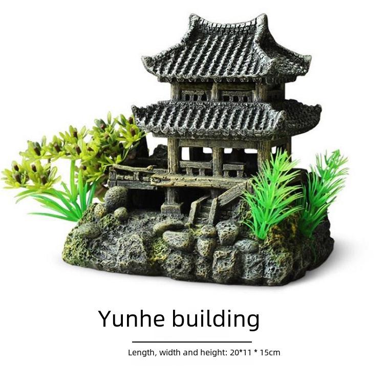 Пейзаж с аквариумом в городке Цзяннань: Декор аквариума Resin House & Yunhe Tower