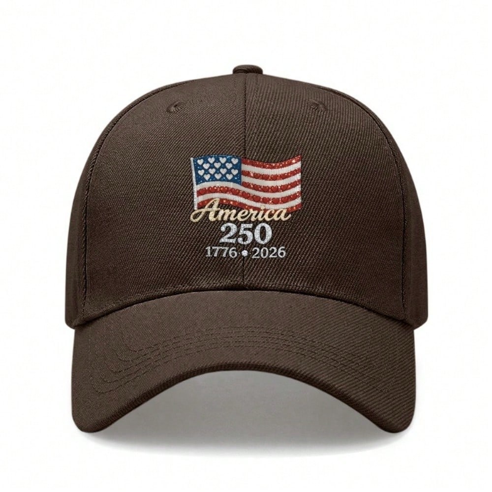 [Patriotic Baseball Cap] 250Th Anniversary Unisex Letter "America 250" Print Black Polyester Adjustable Breathable Curved Brim Casual Outdoor Sports