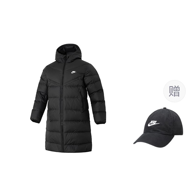 Nike Мужские пуховики с капюшоном Умеренно стеганый пуховик FB8180-010