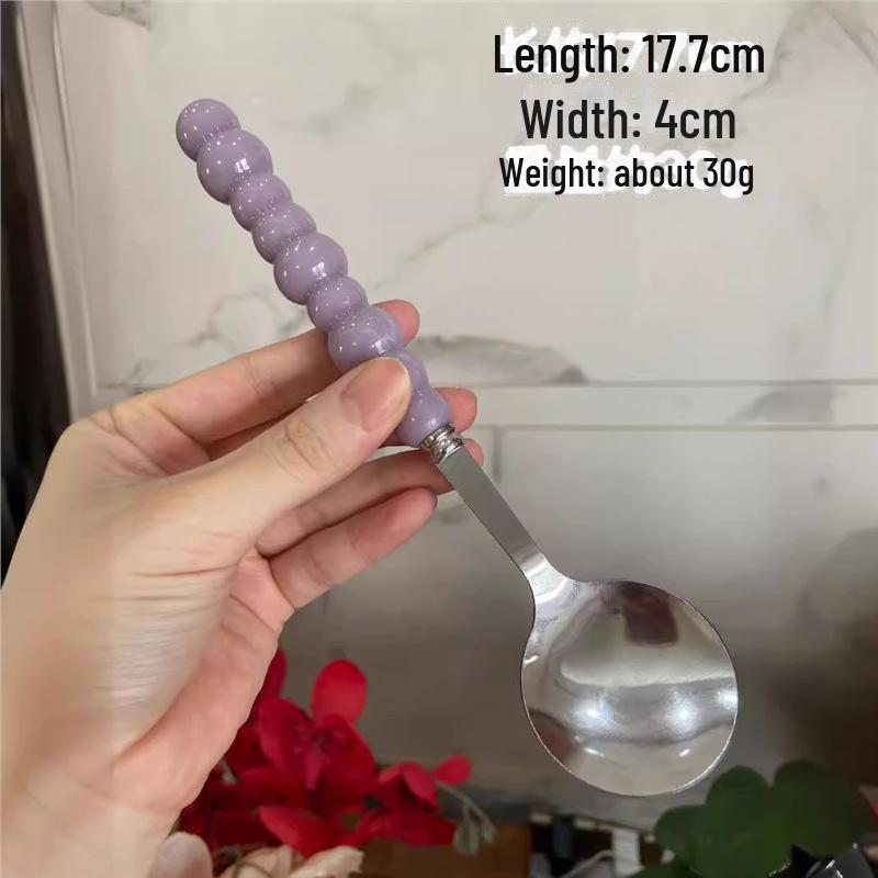 Ложка для риса и супа из нержавеющей стали с пластиковой ручкой