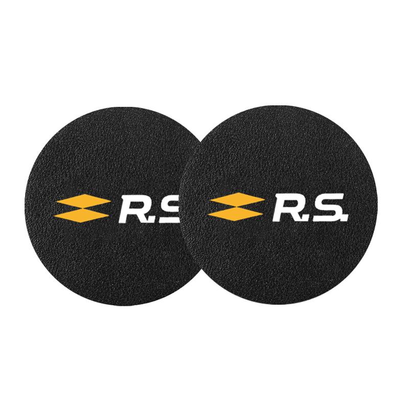 2Pcs Car Coasters Water Cup Mats Waterproof Slot Pads For Renault RS Clio Megane 2 3 4 Captur Trafic Twingo Scenic 2 Kadjar Zoe S333