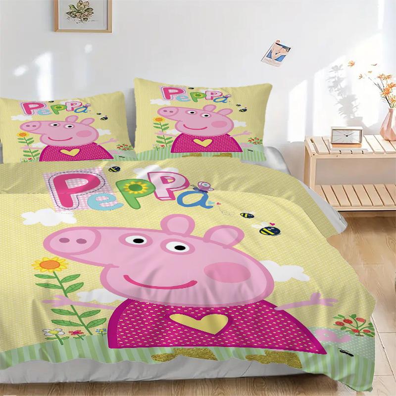 Peppa Pig Garden Party Print 3Pcs Bedding Setduvet Cover With 2 Bedropillowcase Home Birthday Gift
