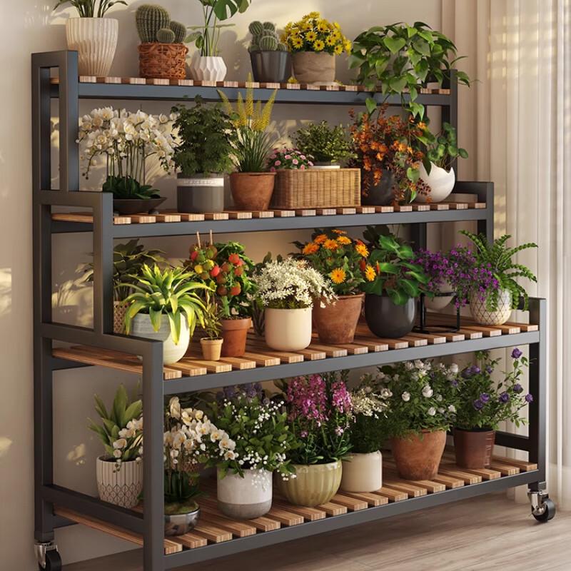 Многоярусная передвижная подставка для цветочных горшков