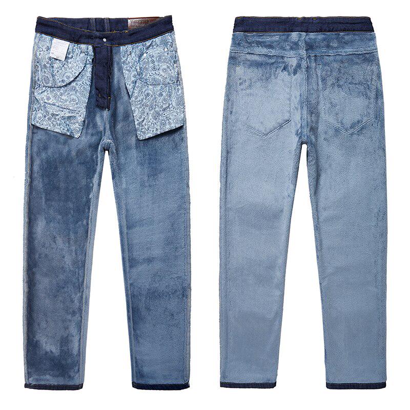 Мужские зимние теплые джинсы больших размеров, деловые повседневные прямые свободные брюки, мужские брендовые брюки