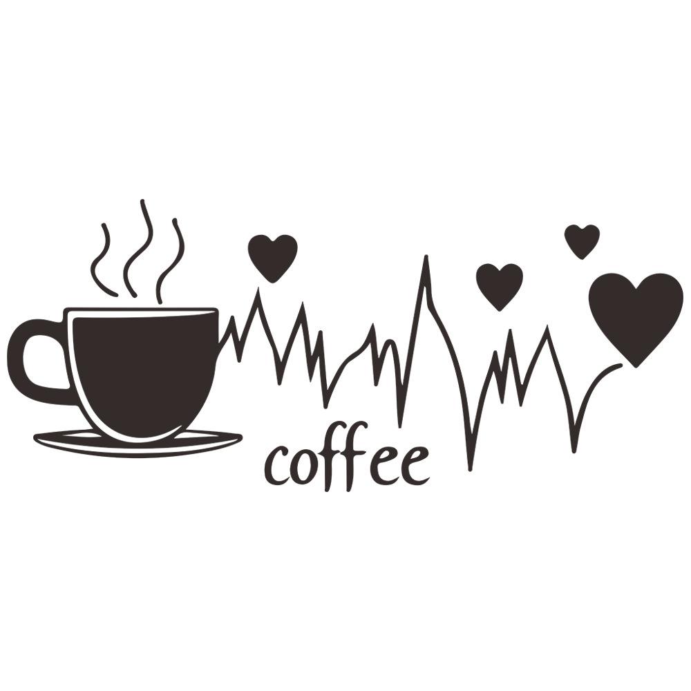 Coffee Cup Heart Heart Rate Cafe Kitchen Home Background Landscaping Decorative Wall Stickers