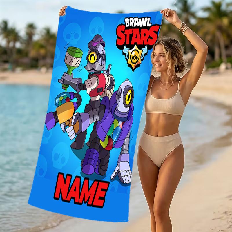 Customizable personalized beach towels Brawl Stars themed designs.Suitable for the beach, yoga, sports;ideal as beach accessories