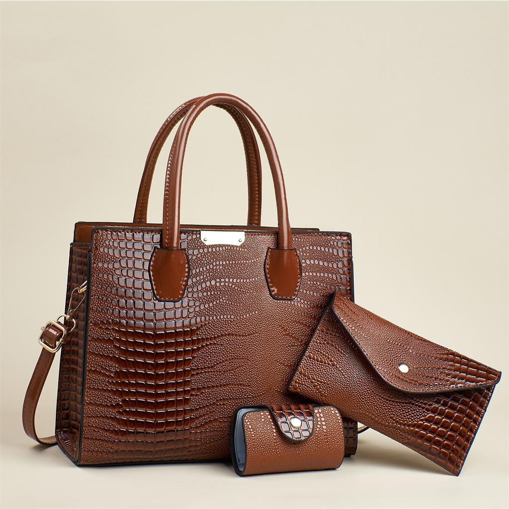 Новая модная сумка для поездок на работу из трех частей, сумка через плечо, женская сумка с принтом ящерицы, модная женская сумка