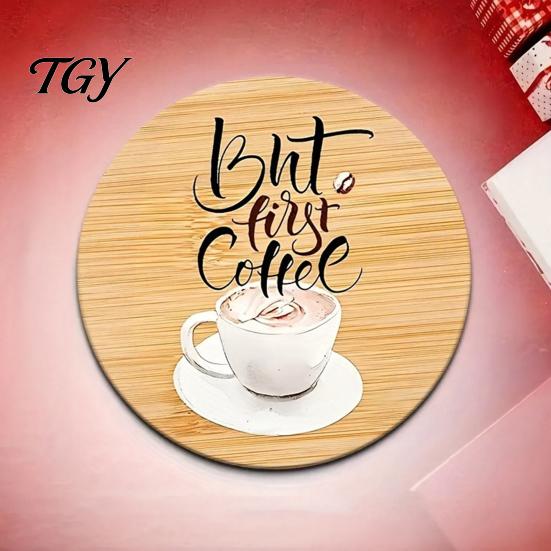 Easy to Clean Cup Mats 6Pcs Wood Coasters for Drinks, Heat Resistant Drink Mat, Anti-slip Round Thickened Coaster Set Table Dining Room, Coffee
