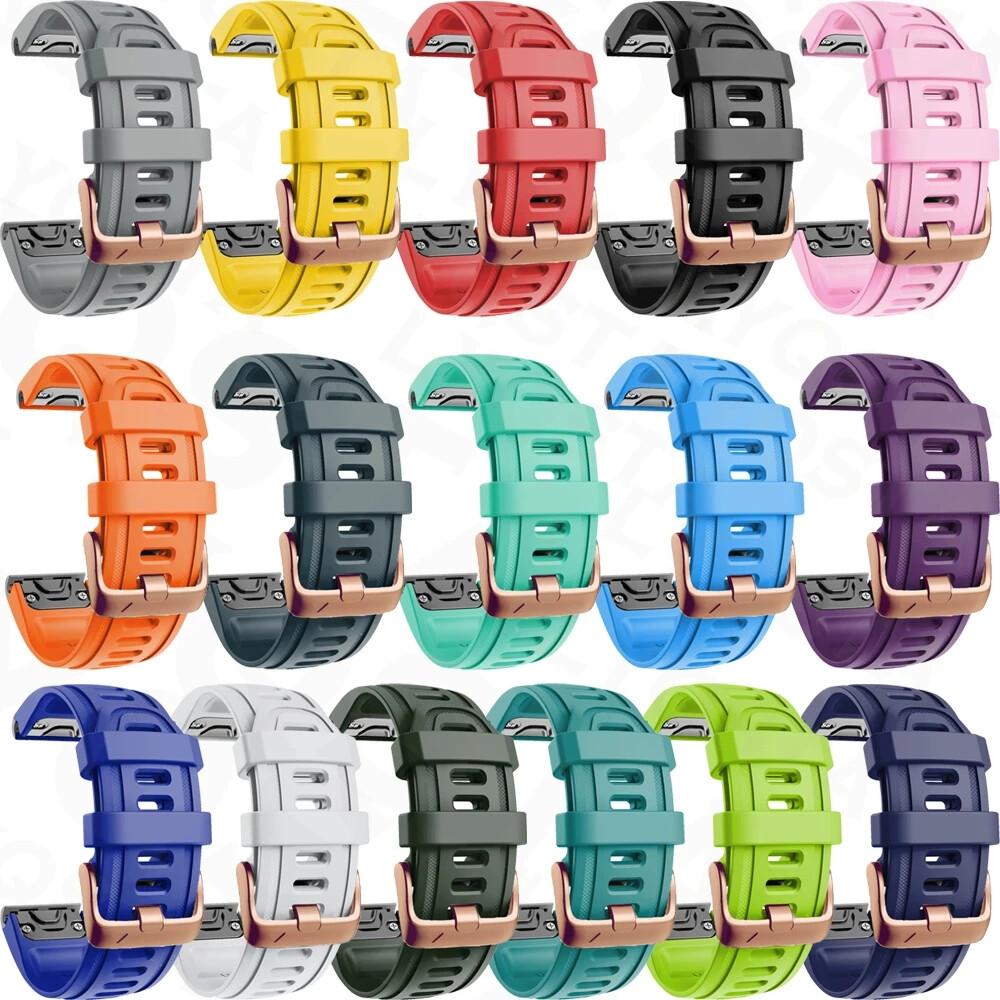 Силиконовый ремешок для часов с пряжкой розового золота 20 мм для Garmin Fenix ​​7S 6S Pro 5S Plus Instinct 2S, быстросъемные ремешки Easyfit