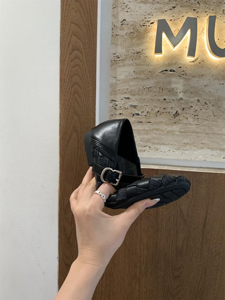 Женская обувь с ремешком и пряжкой, женские балетки, туфли Мэри Джейн, новинка 2025 года, плетеные, с мелким вырезом, женские балетки, обувь для ходьбы