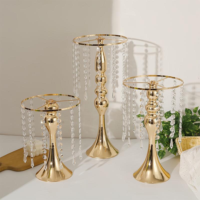 Подсвечник из золотистого кристалла, украшение для свадебного стола, центральные элементы, канделябр, подсвечник, ваза для цветов, домашний декор