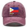 Flag of Filipino Print Adjustable Baseball Hat, Patriotic Flat Cap Trendy Slouchy Sun Visor Raw Brim Snapback Baseball Cap