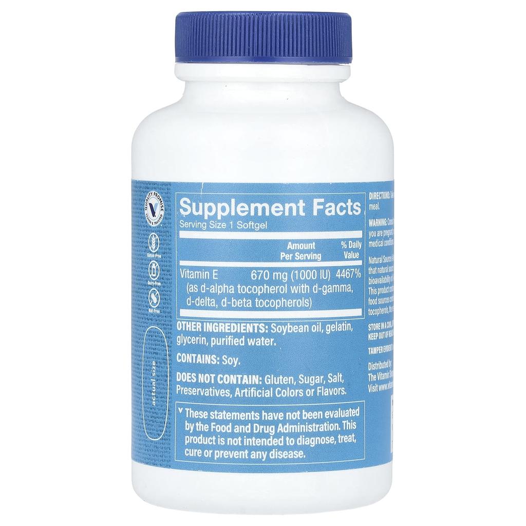 Vitamin E, 670Mg (1,000Iu), 60 Softgels