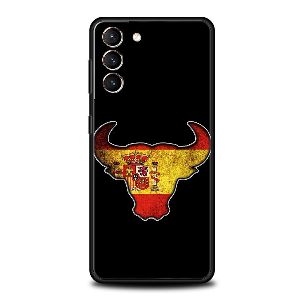 Мягкий ТПУ чехол для телефона Samsung Galaxy S25 S24 S23 S22 S21 Ultra S20 FE 5G S10 S10E Plus Флаг быка Испании Черный чехол