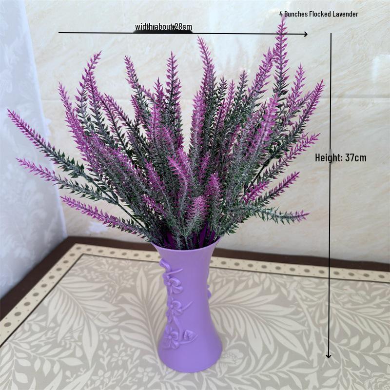 Pink Flocked Lavender Artificial Wedding Bouquet - Soft Decorative Flower Arrangement