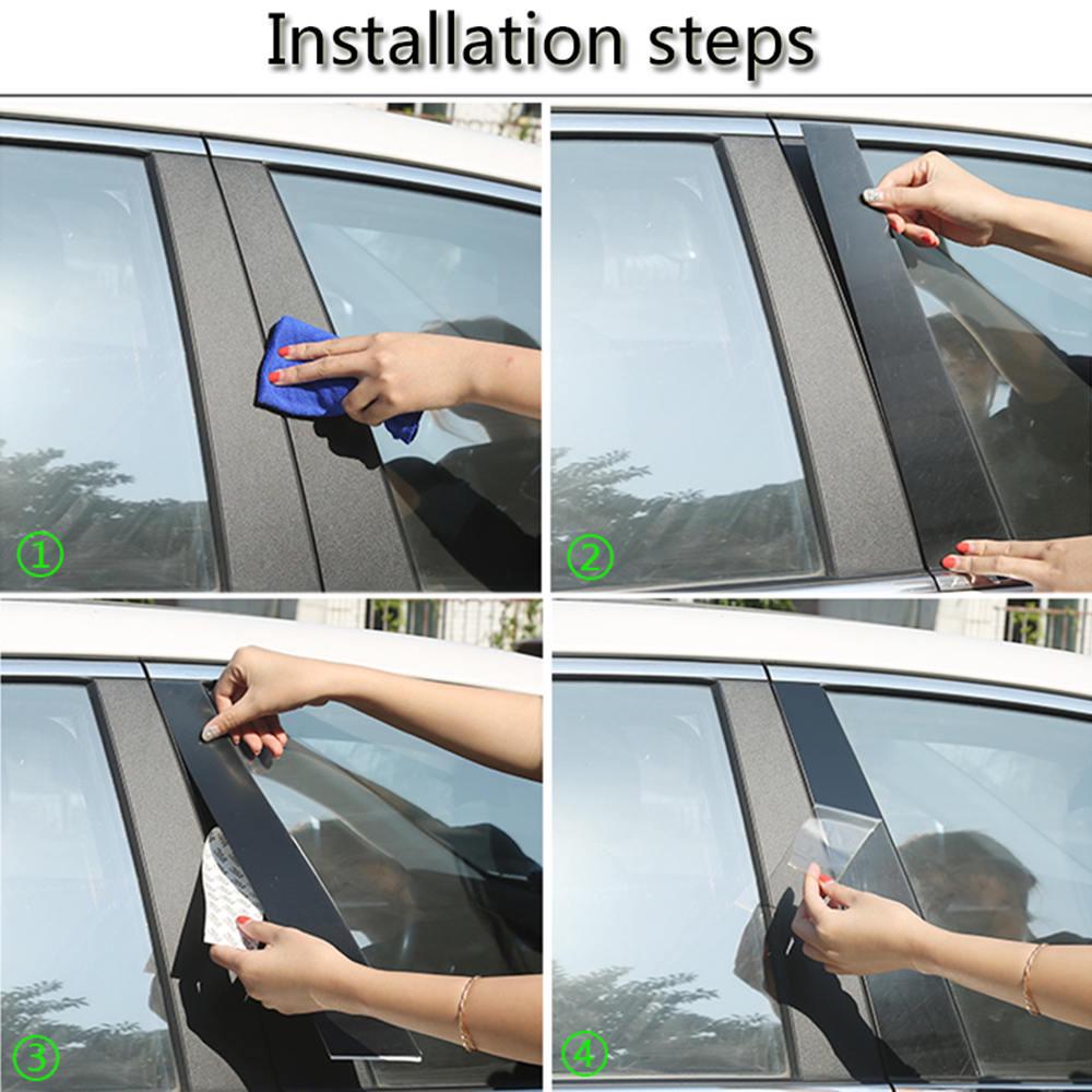 Углеродное волокно, черная автомобильная оконная дверная колонка, крышка стойки BC, накладка, подходит для Nissan 2013-2018, ПК с зеркальным эффектом