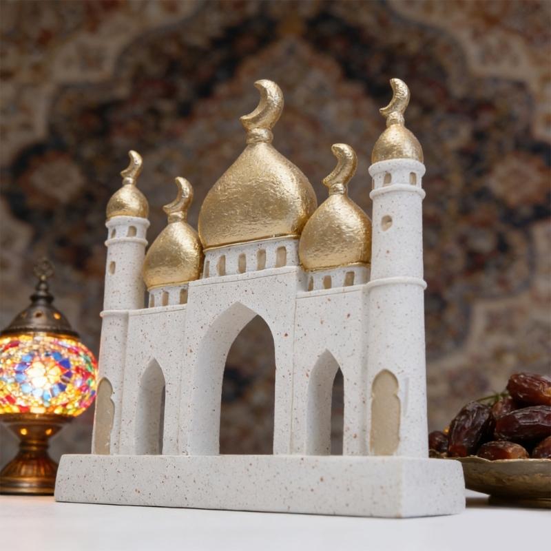 Рамадан Ид Домашние Украшения Золотой и Белый Башня Мечети Исламские Eid Mubarak Декоры Настольное Украшение Подарок для Женщин Мужчин