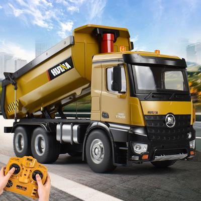 Хуина 1573 1:14 Большой самосвал с дистанционным управлением из сплава, имитация погрузчика грунта, 10-канальная инженерная машина, детская игрушечная модель