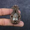 Natural Moonstone Gemstone Handmade Copper Wire Wrap Jewelry Pendant 2.21" W8P68