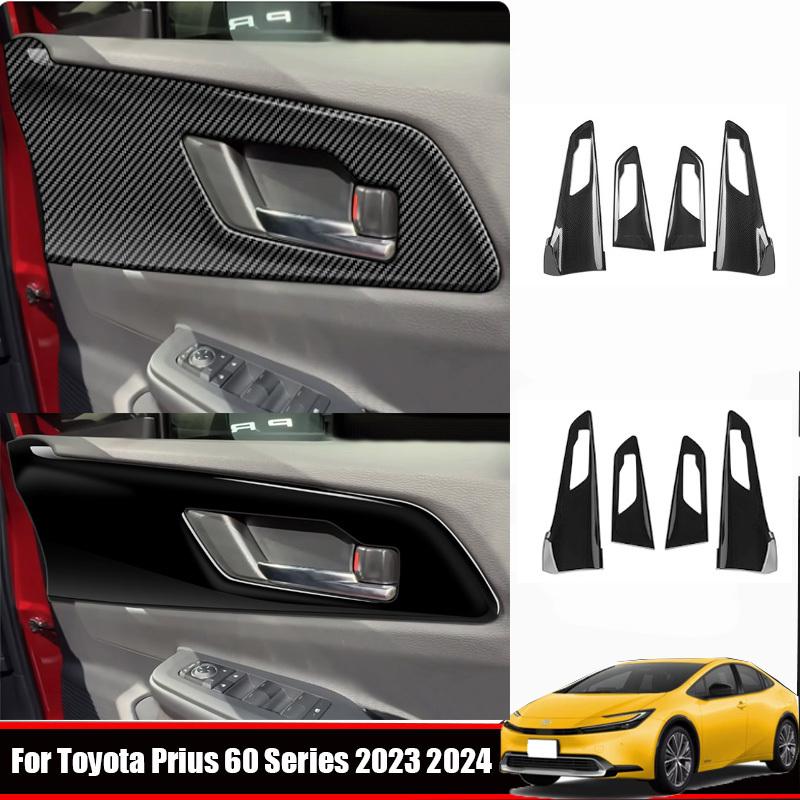 LHD RHD For Toyota Prius 60 Series 2024 ABS Carbon Fiber black Car Inner Door Handle Bowl panle Cover Sticker accessories