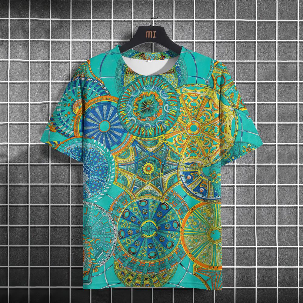 Мужская футболка в этническом стиле, летние футболки с круглым вырезом и короткими рукавами, мужской повседневный свитшот, повседневная мужская одежда, уличная одежда большого размера