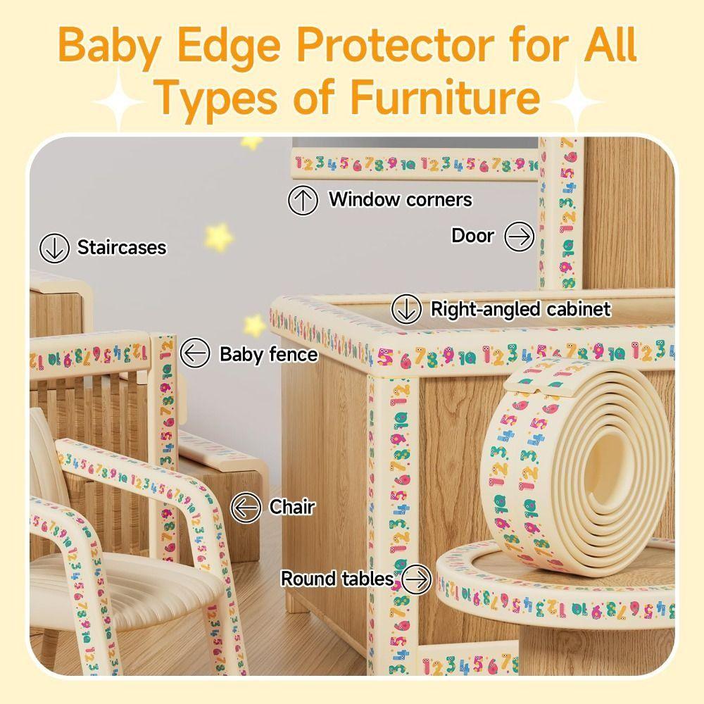2m Anti Collision Cushion Cartoon Digital Pattern Foam Bumper Desk Edge Guard Strip Children
