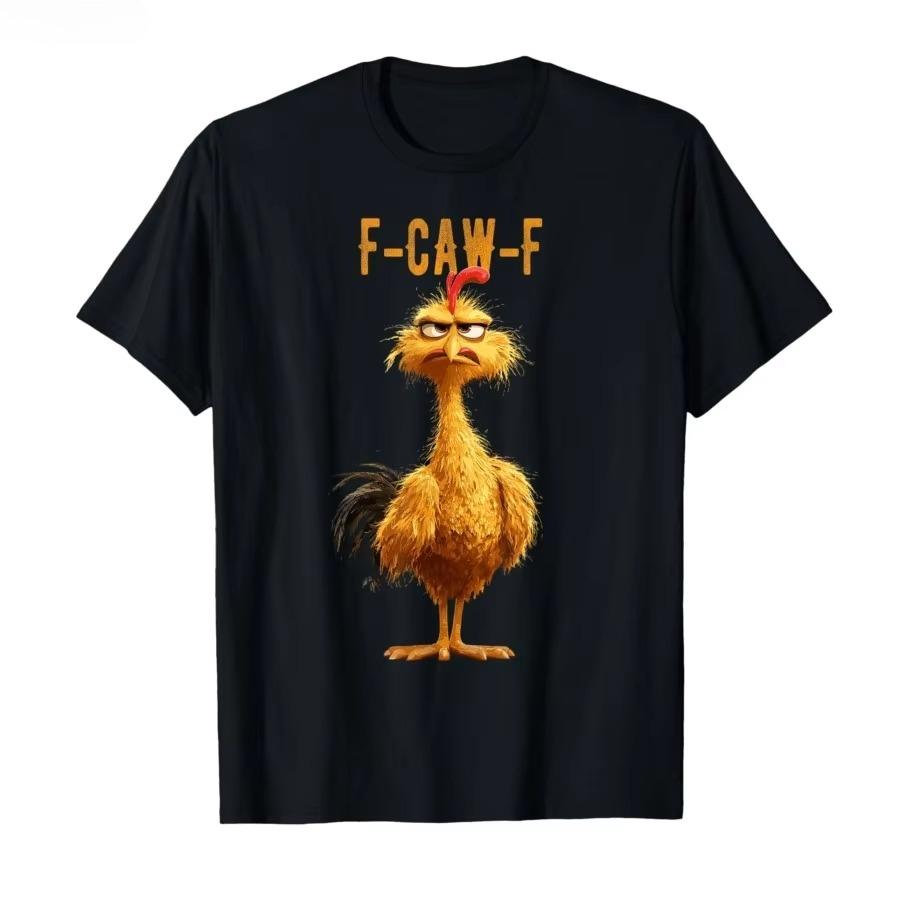 Funny F Caw F Chicken FCAWF Chicken TShirt Men Funny  Tee Shirt Crew Neck Short Sleeve T Shirts Gift Idea Clothes