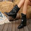 Fashion New Women Shoes Round Head Thick Heeled Ladies Black Mid-Calf Boots Temperament Autumn Stacked Leather Boots For Women