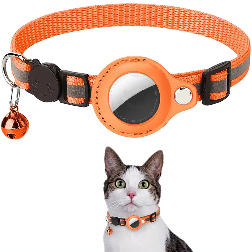 Cat Tracking Collar Adjustable Anti-lost Reflective Design Protective Collar Compatible For Airtag