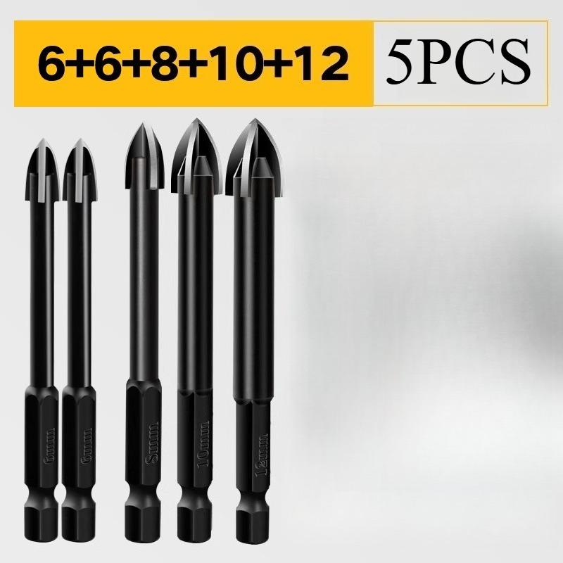 Крестовое сверло с 4 лезвиями: Универсальный для сплава, фарфора, стеклянной плитки, цемента, мрамора и гранита - Антикоррозийный и высокоэффективный