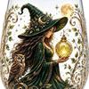 Fantasy Stemless Glass Tumbler Witch Crystal Ball Moon Star Pumpkin Potion Halloween Cocktail Whiskey Cup