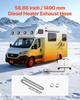 Exhaust Hose, 1490mm Stainless Steel Exhausts Hose, Diesel Heater Flexible Exhaust Pipe with 2 Hose Clamps, Exhausts Hoses Kit Diesel Heater