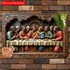 2d Flat 30*20cm, Vintage Last Supper Wooden Wall Art Plaque, Jesus Christ Theme, Wooden Wall Art Decor, for Home, Cafe, Kitchen, Garden, Bedroom, Bar.