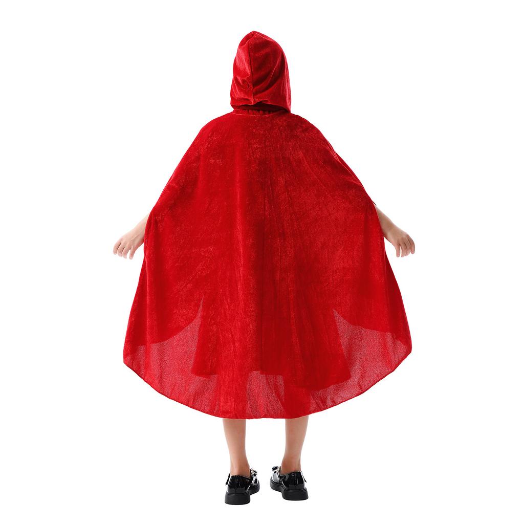 Halloween Children's Costume Little Red Riding Hood Cloak Cloak Christmas Show Children's Clothing Pastoral Santa Dress