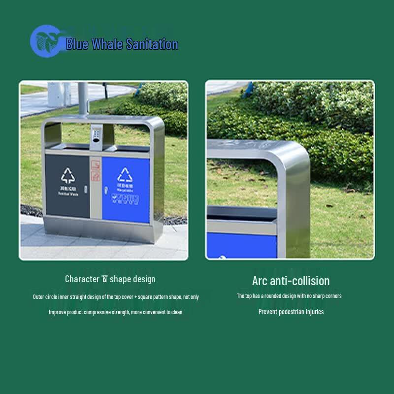 Blue Whale Environmental 3-Compartment Stainless Steel Recycling Bin
