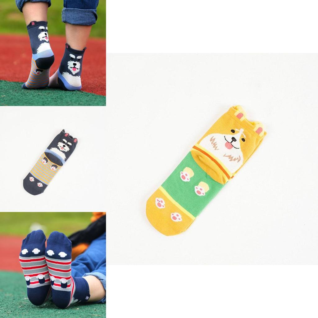 Premium Quality Womens Cotton Socks Featuring Cute Cartoon Dog Motif