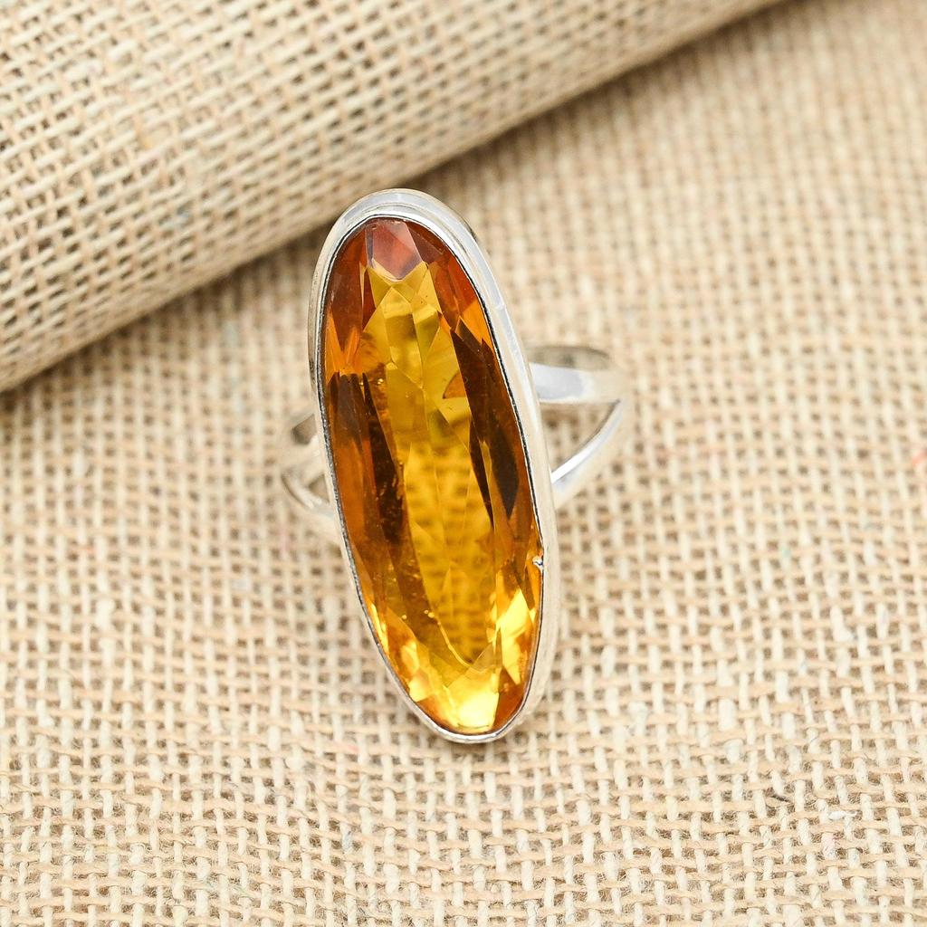 Honey Topaz Gemstone Handmade Solid 925 Sterling Silver Handmade Ring For Her