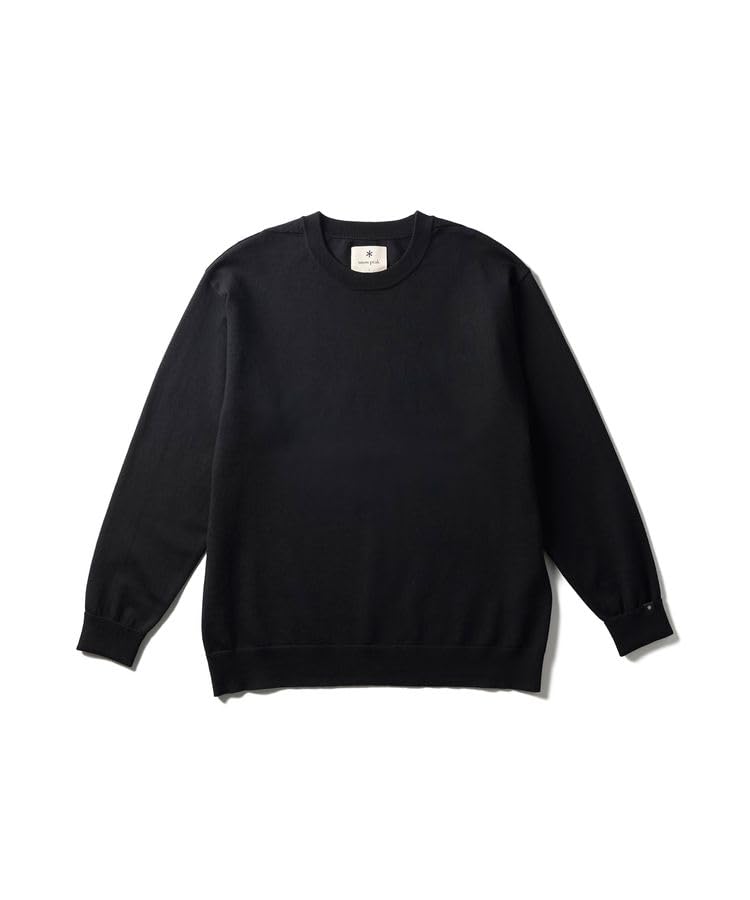Snow Peak Washable Wool Crewneck Knit Knit and Sew Long Sleeve for Men and Size M KN-25AU001 Sweater/Cut T-Shirt Women, Black,